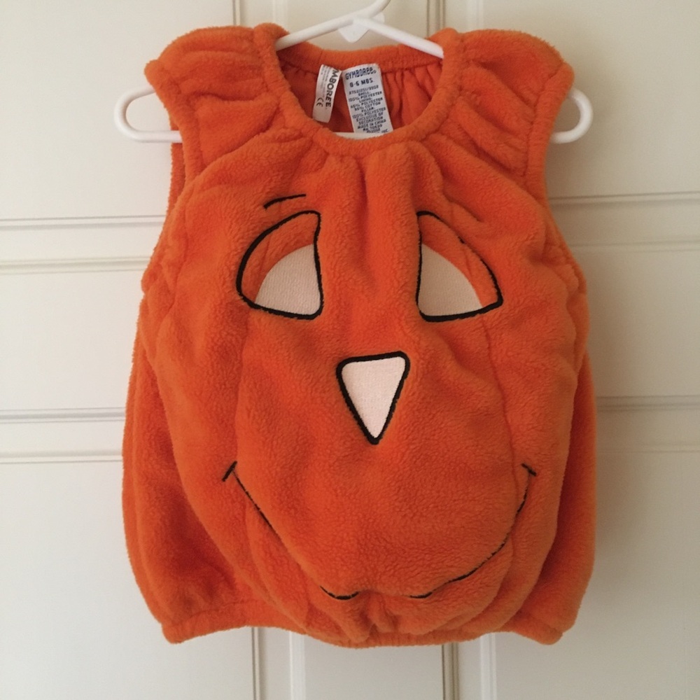 Gymboree (0-6M) Pumpkin Halloween Costume Fleece Vest VTG Glow in Dark Feature 🎃
